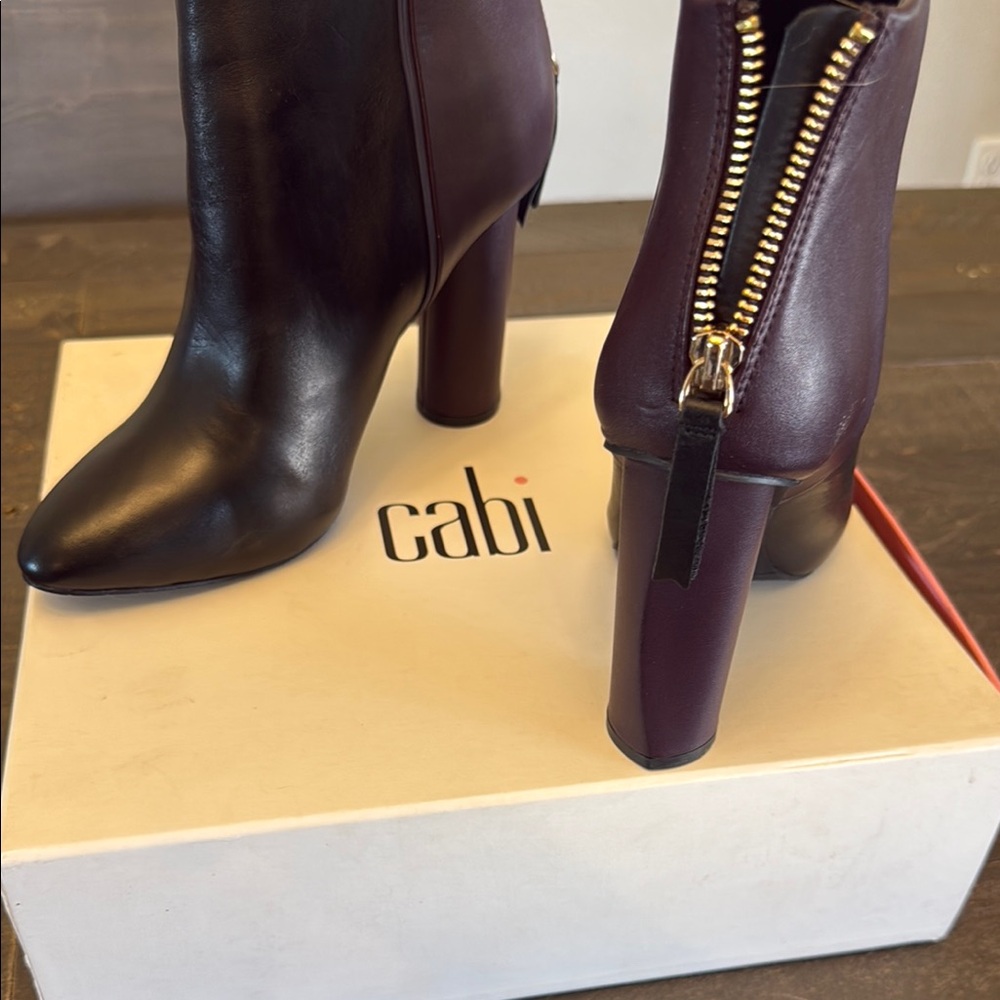 CAbi Women's Elegant Black and Purple Heeled Boots